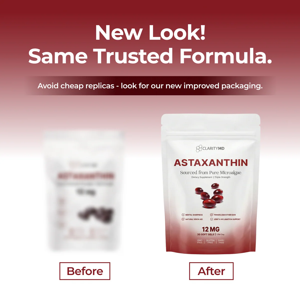 Astaxanthin Vitamin E Softgel Capsules Dietary Supplement