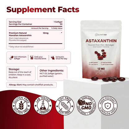 Astaxanthin Vitamin E Softgel Capsules Dietary Supplement